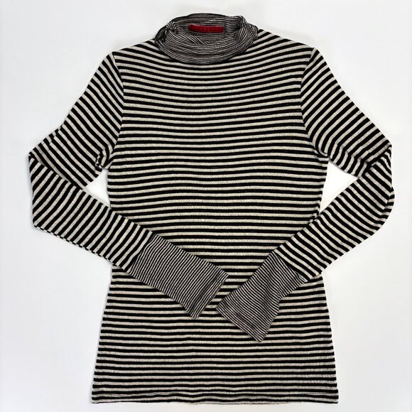 Wednesday Addams 90s Preppy Goth Anthropologie Velvet Brand Striped Turtleneck S - Picture 8 of 10